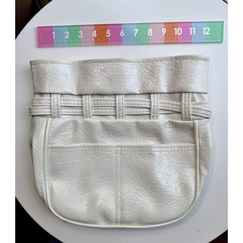 Tex-Made Women's White Clutch Pouch Bag, Lined, Strap Accent